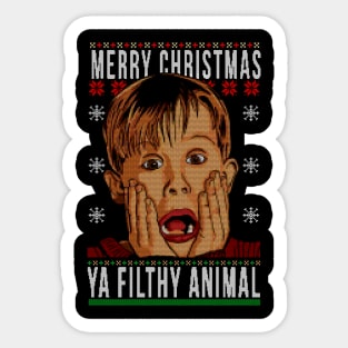 merry christmas ya filthy animal Sticker